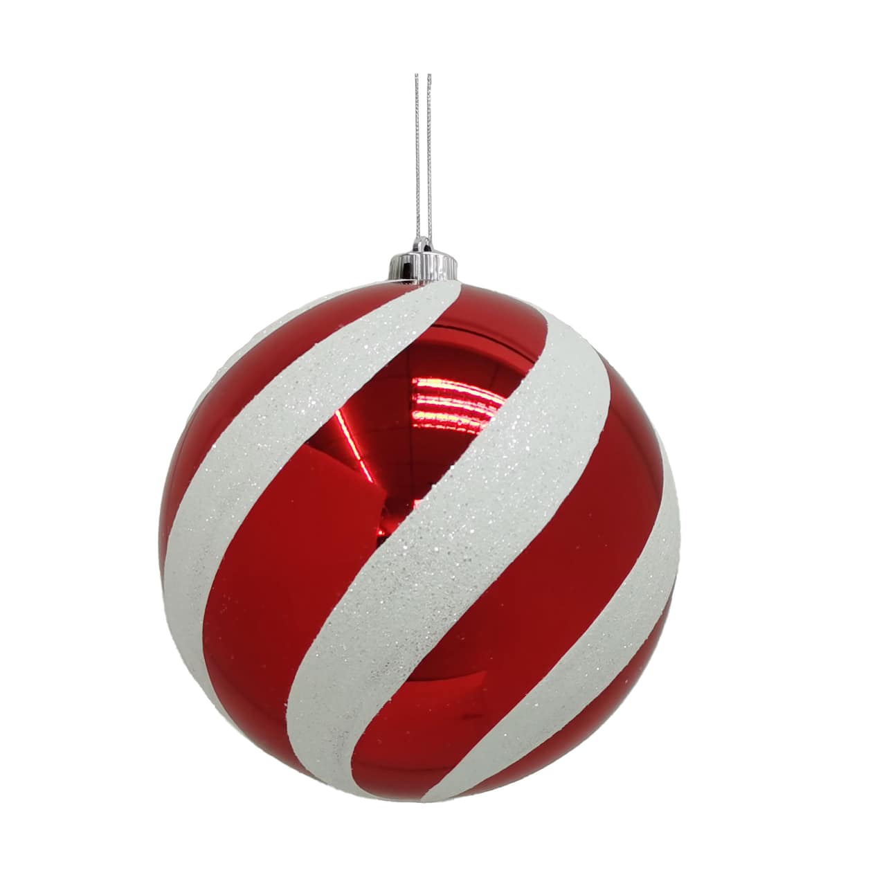 8.25" Red & White Glitter Jumbo Peppermint Twist Ball Ornament by Ashland®